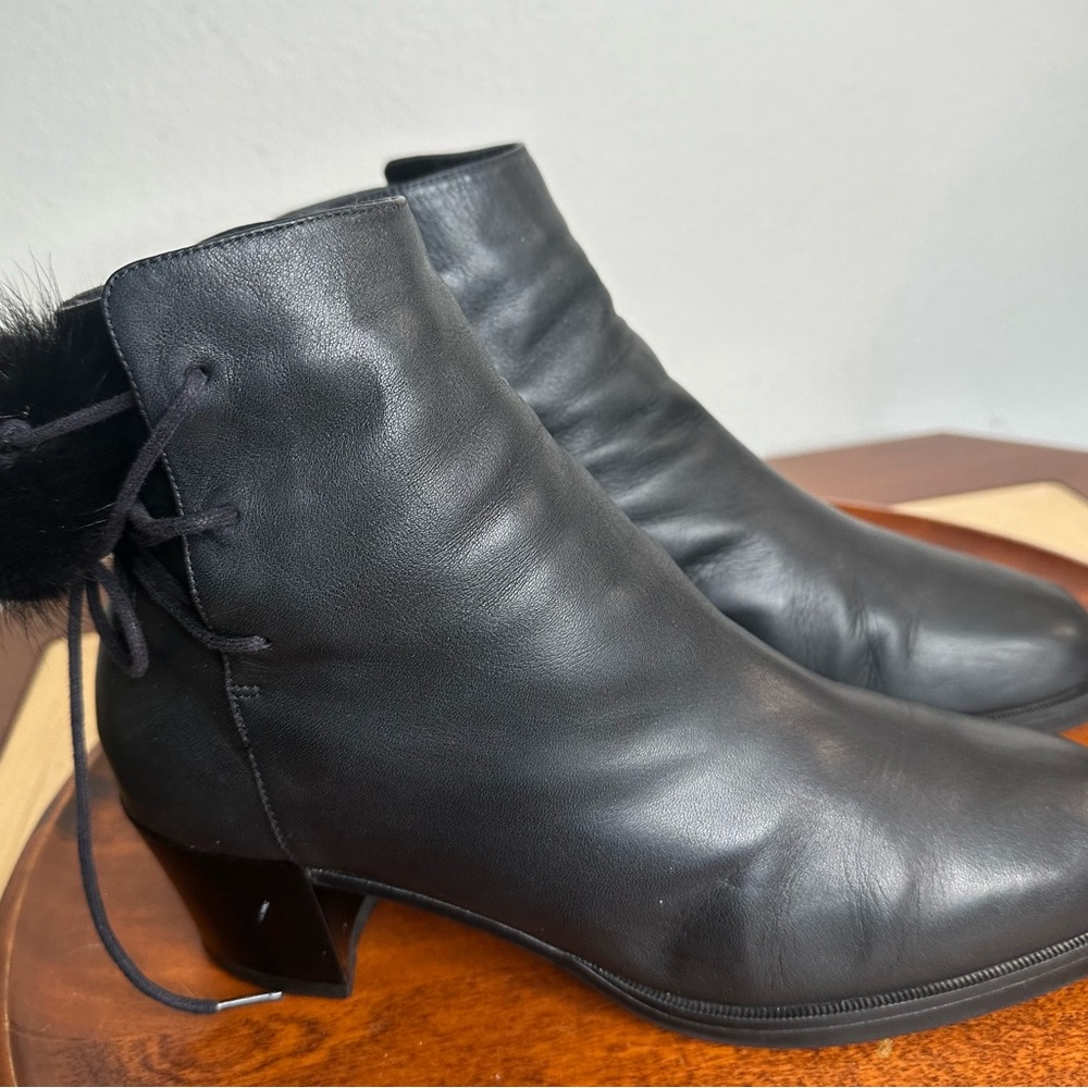 Black Leather Calf  Boots